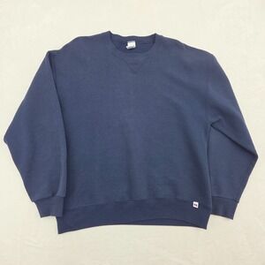 Vintage 90's Russell Athletic Blank Navy Crewneck